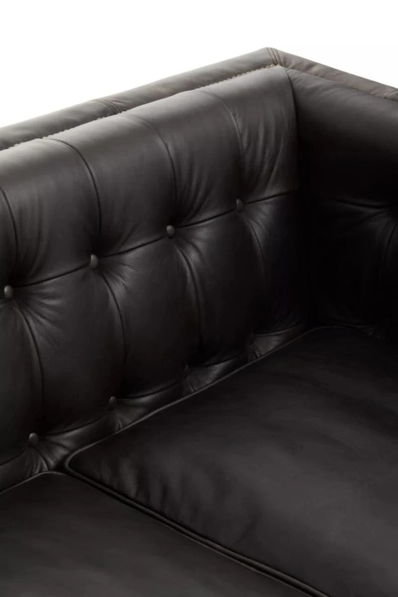 Wendell Three Seater Chesterfield Sofa – Black Leather
