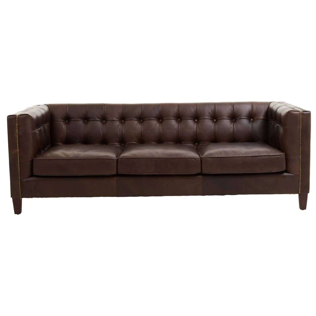 Wendell Three Seater Chesterfield Sofa – Brown Leather