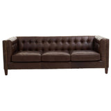 Wendell Three Seater Chesterfield Sofa – Brown Leather