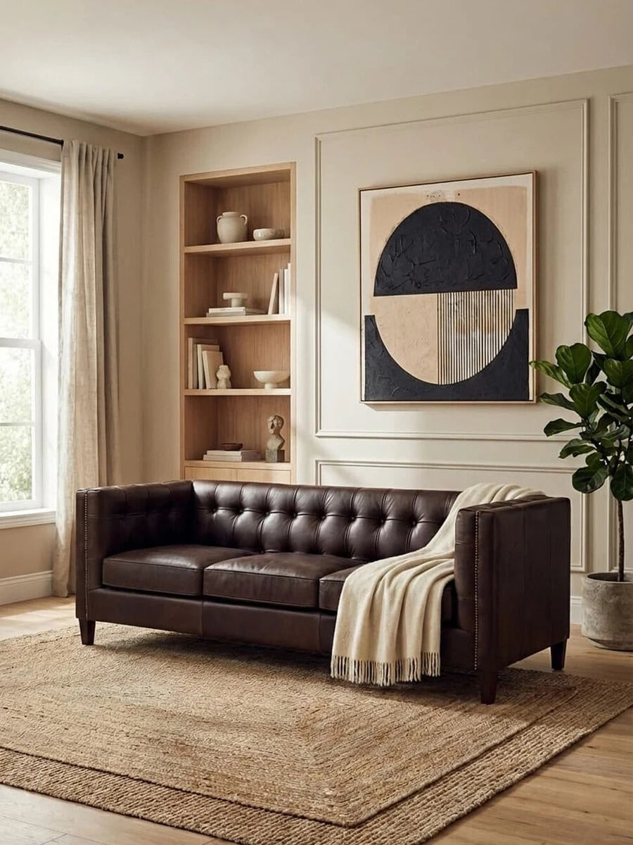 Wendell Three Seater Chesterfield Sofa – Brown Leather