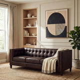 Wendell Three Seater Chesterfield Sofa – Brown Leather
