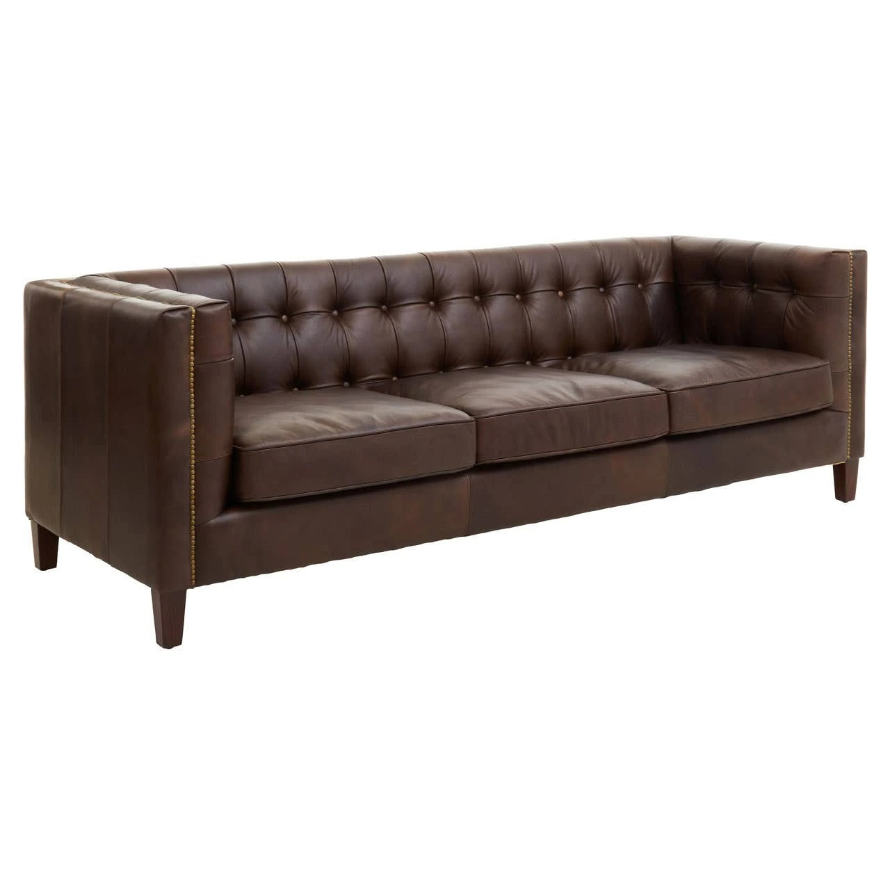 Wendell Three Seater Chesterfield Sofa – Brown Leather