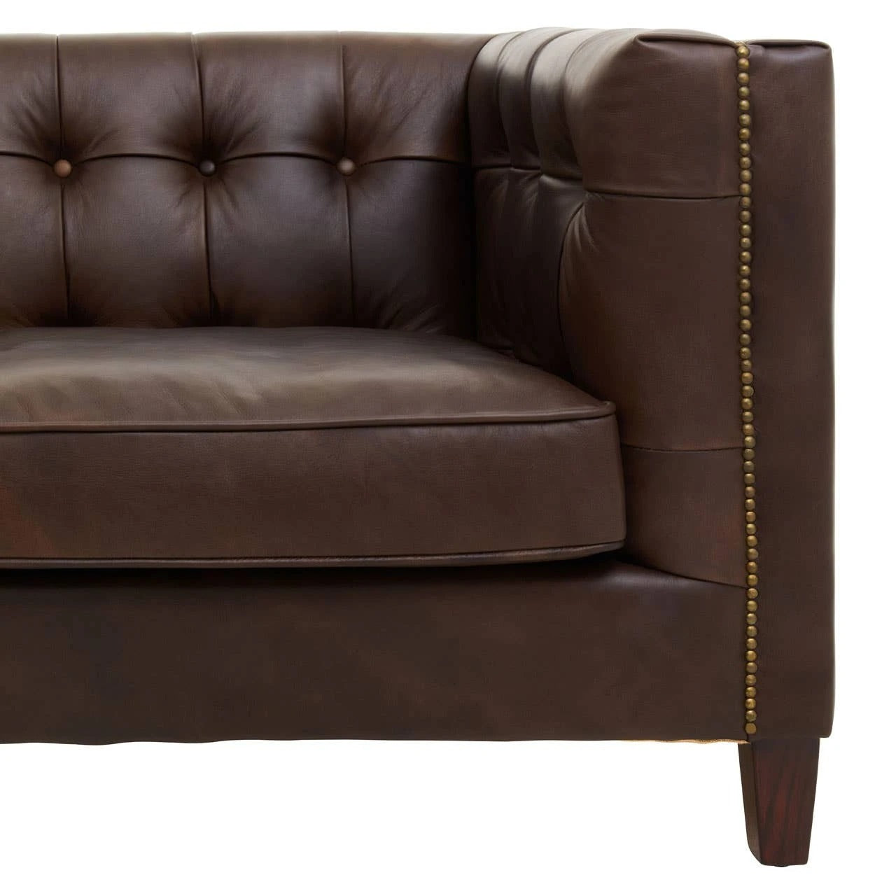 Wendell Three Seater Chesterfield Sofa – Brown Leather