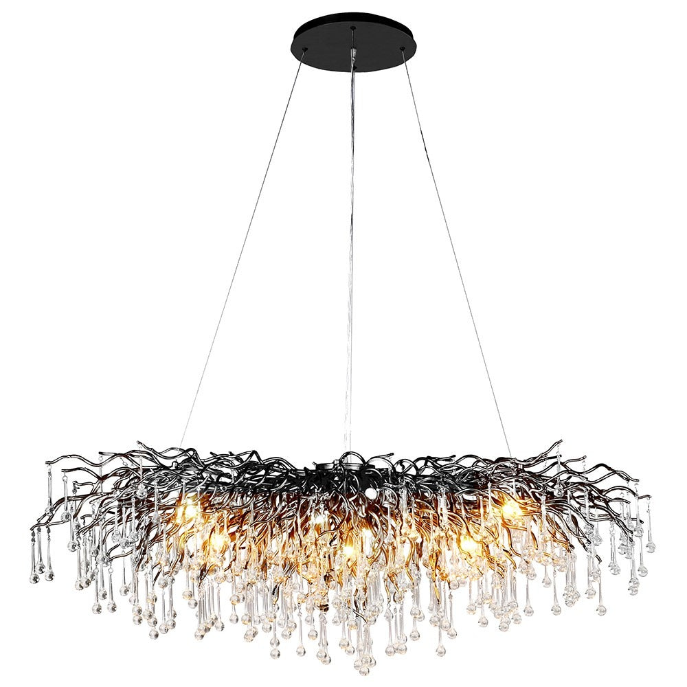 Wisdom Glass Droplet Chandelier in Matte Black