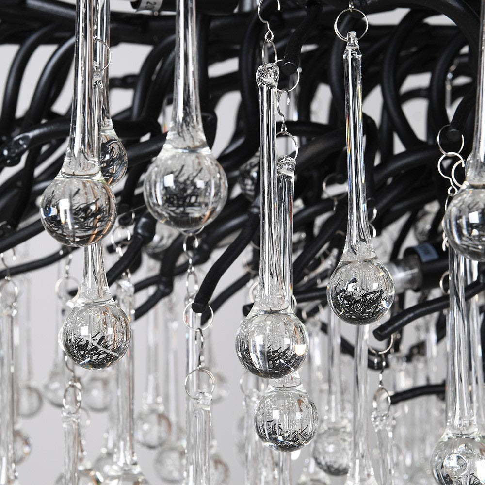 Wisdom Glass Droplet Chandelier in Matte Black