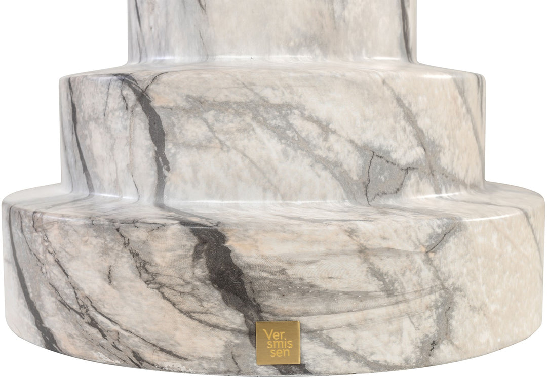 Zola Symmetrical Stool – White and Grey Marble Effect