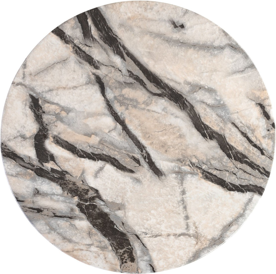 Zola Asymmetrical Stool – White and Grey Marble Effect
