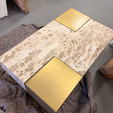 Edmund Coffee Table in Antique Gold and Crema Marble – Second