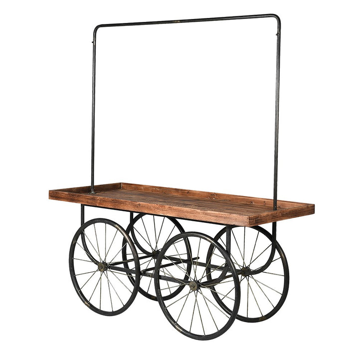 Abbott Display Trolley in Metal and Reclaimed Elm