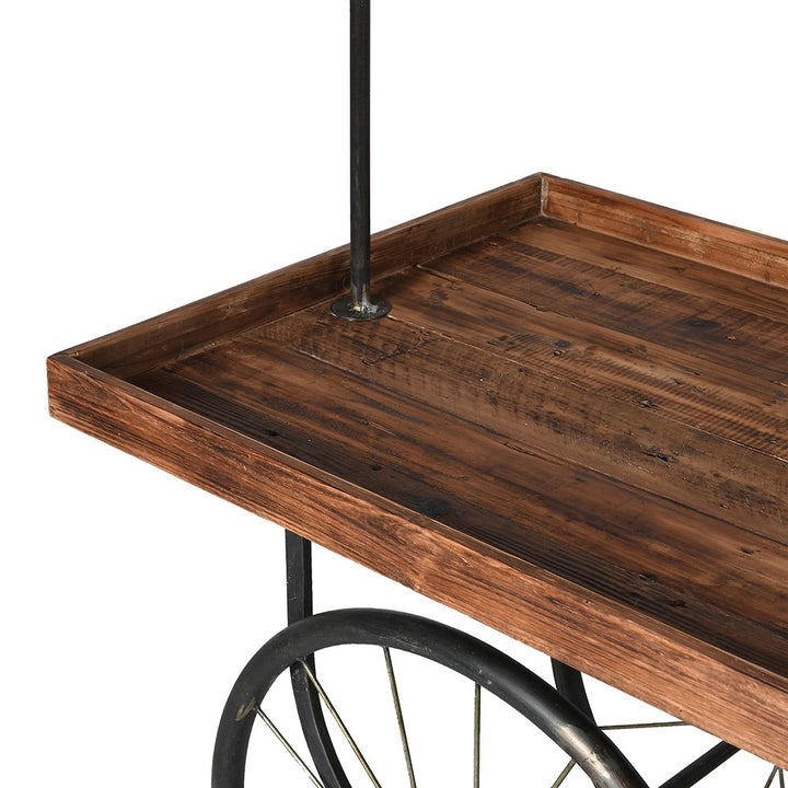 Abbott Display Trolley in Metal and Reclaimed Elm