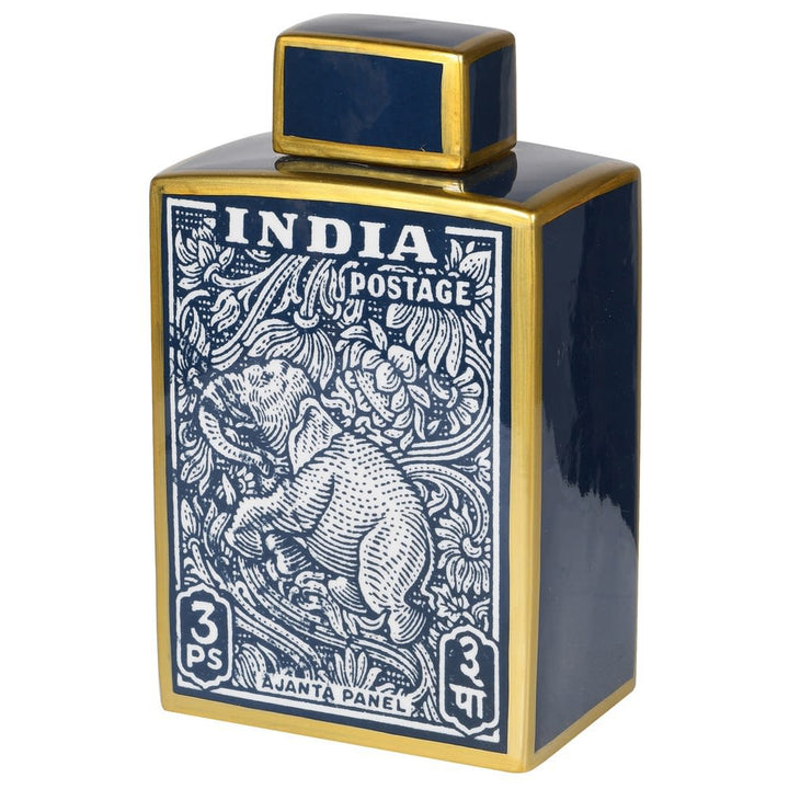 Ajanta Lidded Jar with Stamp Print