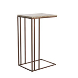 Light & Living Roshan Side Table in Travertine and Dark Brown Finish