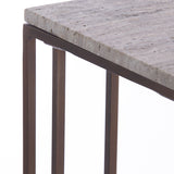 Light & Living Roshan Side Table in Travertine and Dark Brown Finish