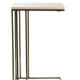 Light & Living Roshan Side Table in Sand Travertine and Antique Bronze Finish