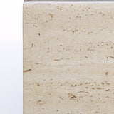 Light & Living Roshan Side Table in Sand Travertine and Antique Bronze Finish