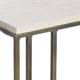 Light & Living Roshan Side Table in Sand Travertine and Antique Bronze Finish