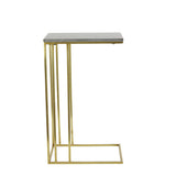 Light & Living Roshan Side Table in Brown Marble and Brass Finish