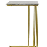 Light & Living Roshan Side Table in Brown Marble and Brass Finish
