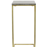 Light & Living Roshan Side Table in Brown Marble and Brass Finish