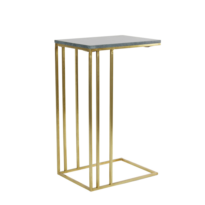 Allegra Side Table in Green Marble and Brass Finish
