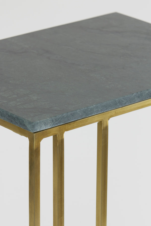 Allegra Side Table in Green Marble and Brass Finish