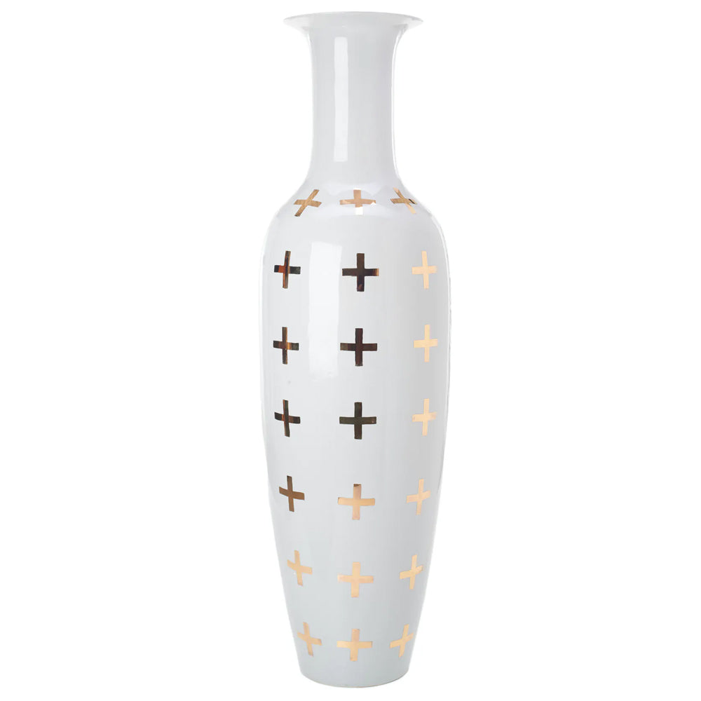Pols Potten Giant Gold Crosses Vase from Glazed Porcelain