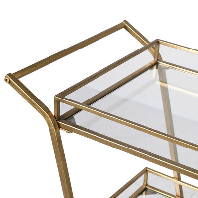 Ambria 3-Tiered Drinks Trolley in Glass and Gold