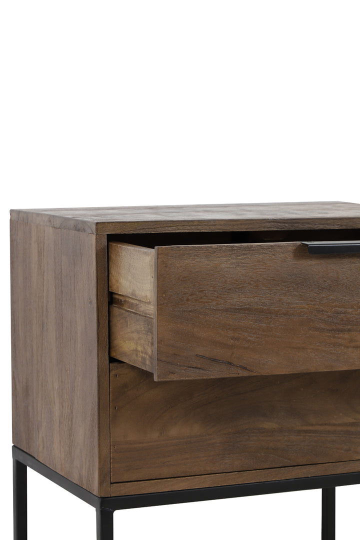 Light & Living Meave Bedside Table in Dark Brown Wood