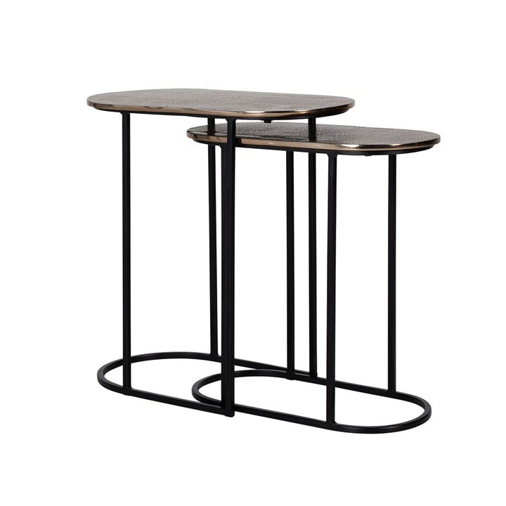 Richmond Interiors Chandon End Tables with Aluminium Tops – Set of 2