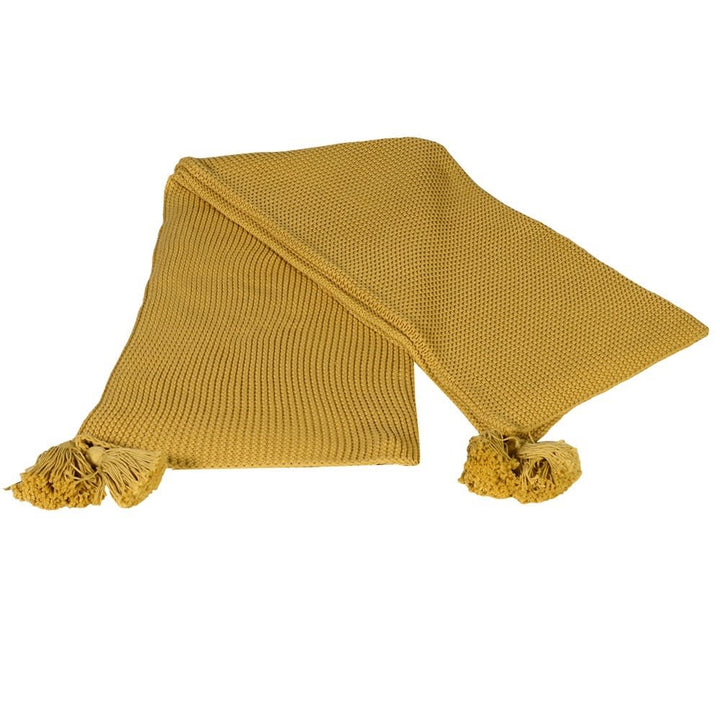 Anjou Knitted Cotton Throw in Yellow