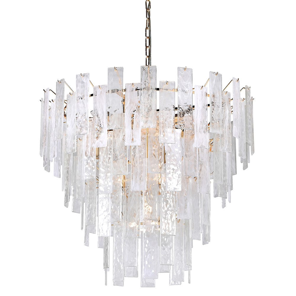 Aria 4-Tiered Chandelier with Textured Glass and Gold Finish