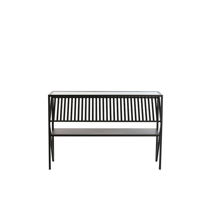 Aurelius Console Table in Clear Glass and Matt Black