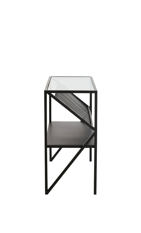 Aurelius Console Table in Clear Glass and Matt Black