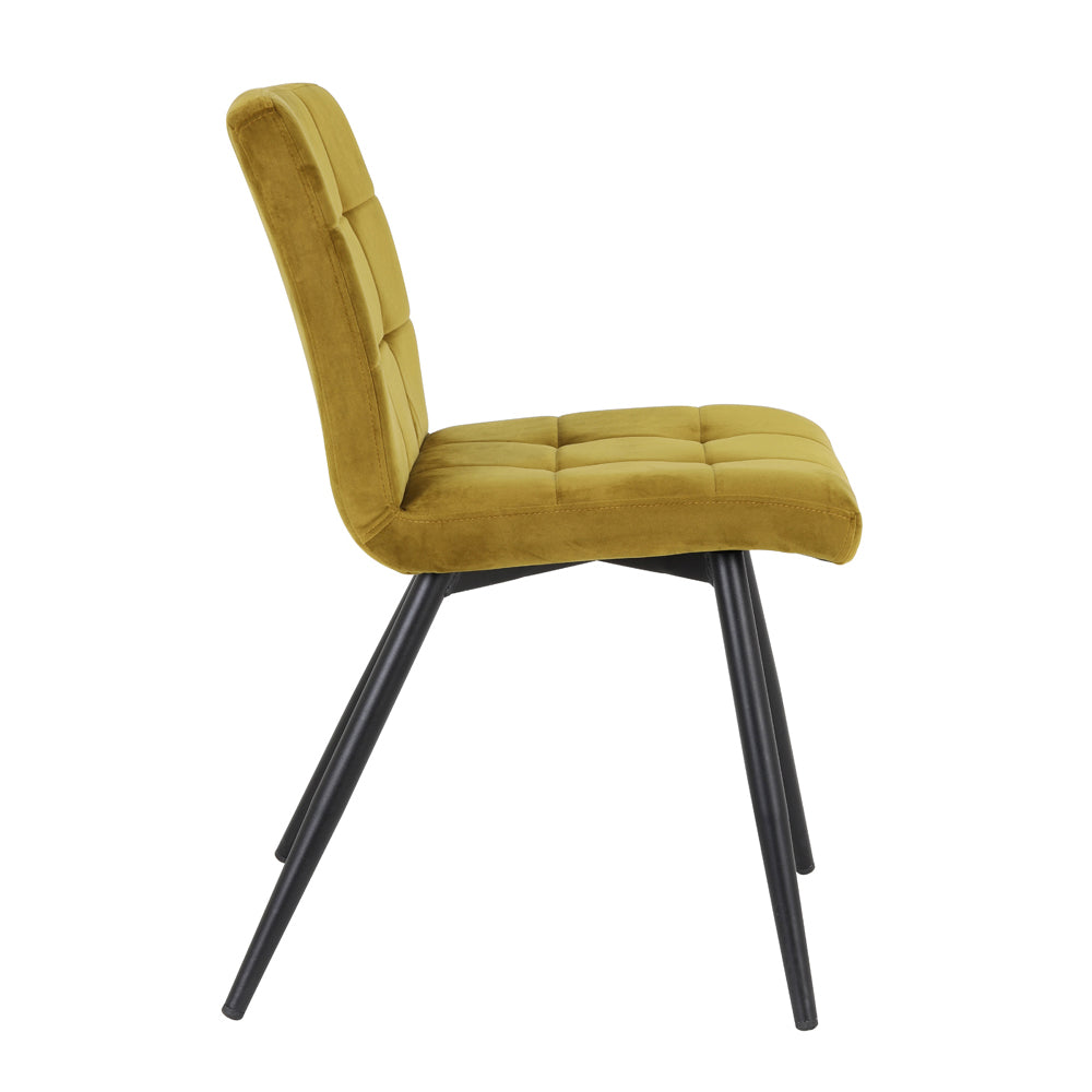 Avalon Dining Chair in Ochre Yellow Velvet