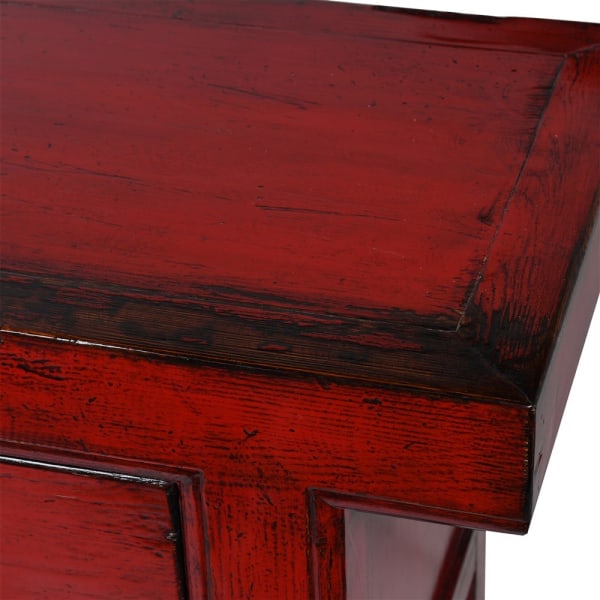 Red side deals table with drawer