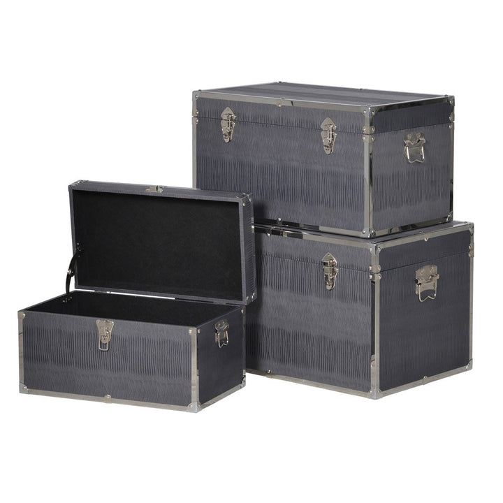 Baylor Faux Leather Trunks – Set of 3