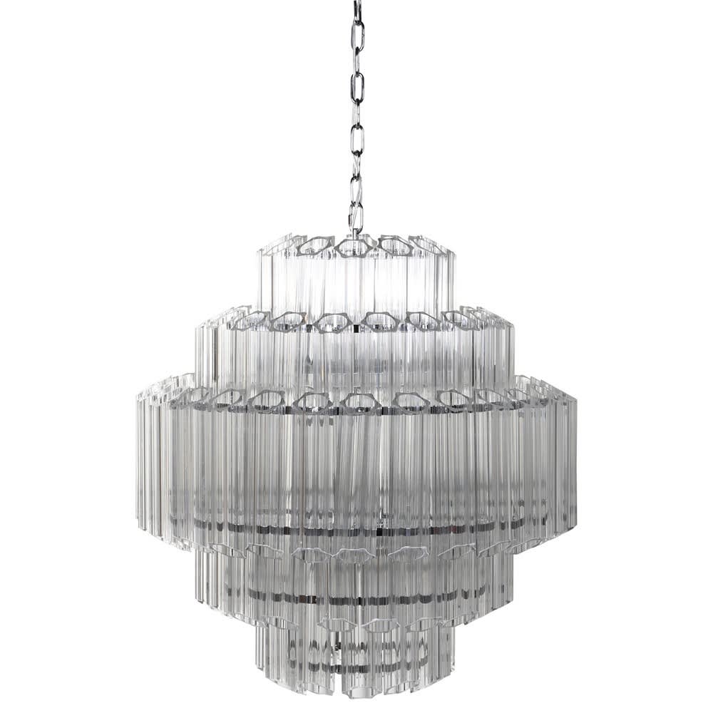 Belmont Chandelier with Stunning Glass and Iron Accents