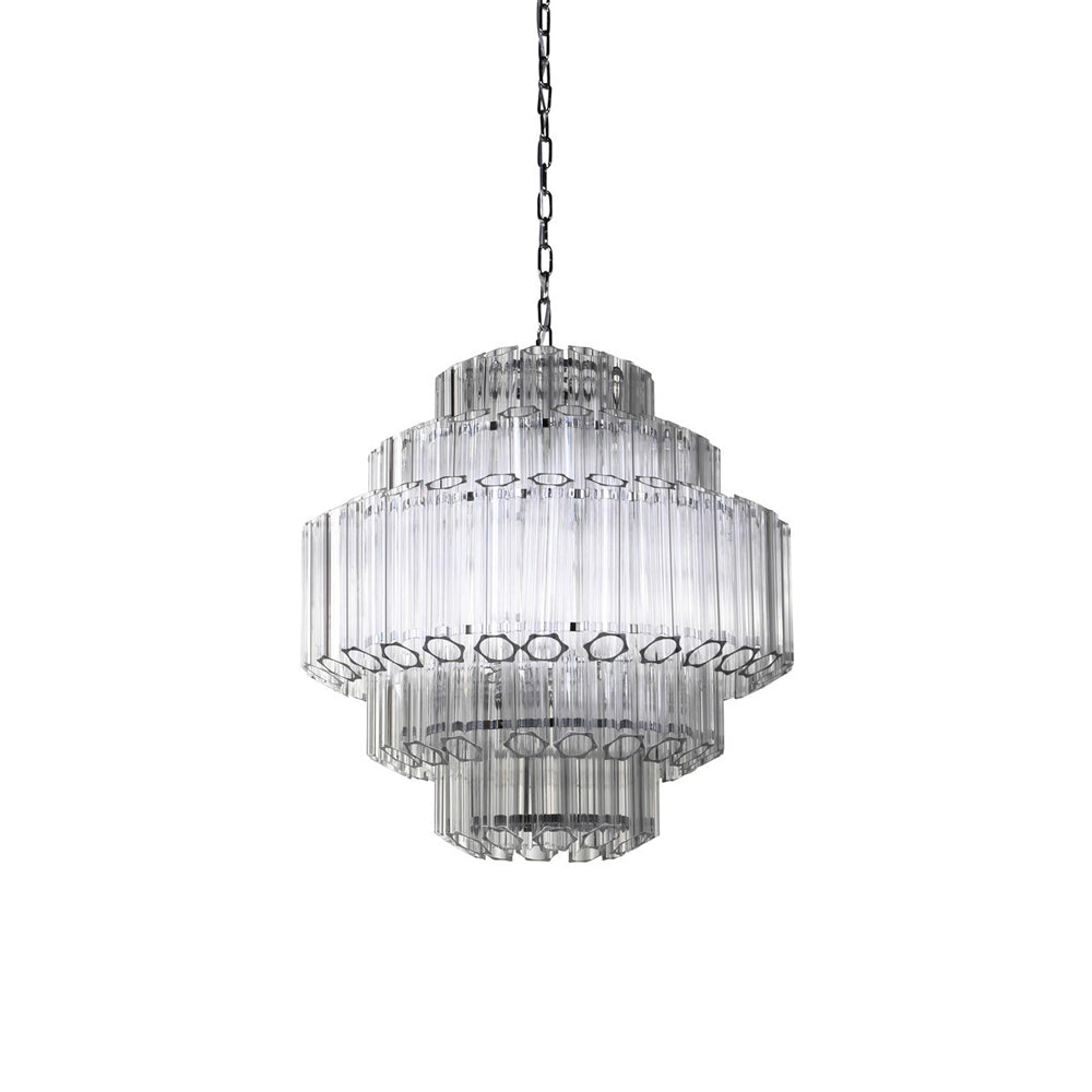 Belmont Chandelier with Stunning Glass and Iron Accents