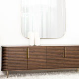 Berkeley Designs Paris Sideboard with Natural Walnut Veneer and Brass