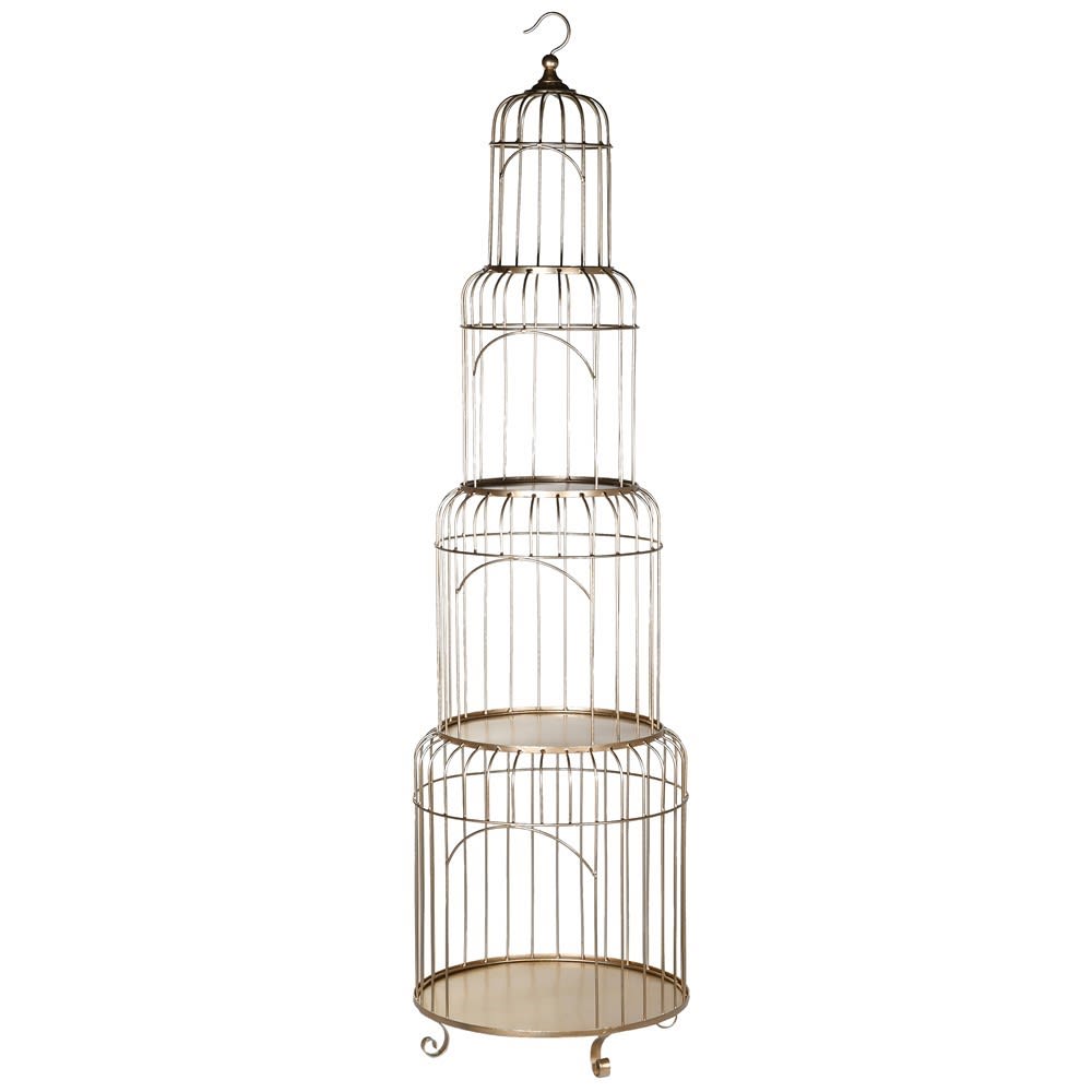 Bisous Bird Cage Shelves in Gold Metal