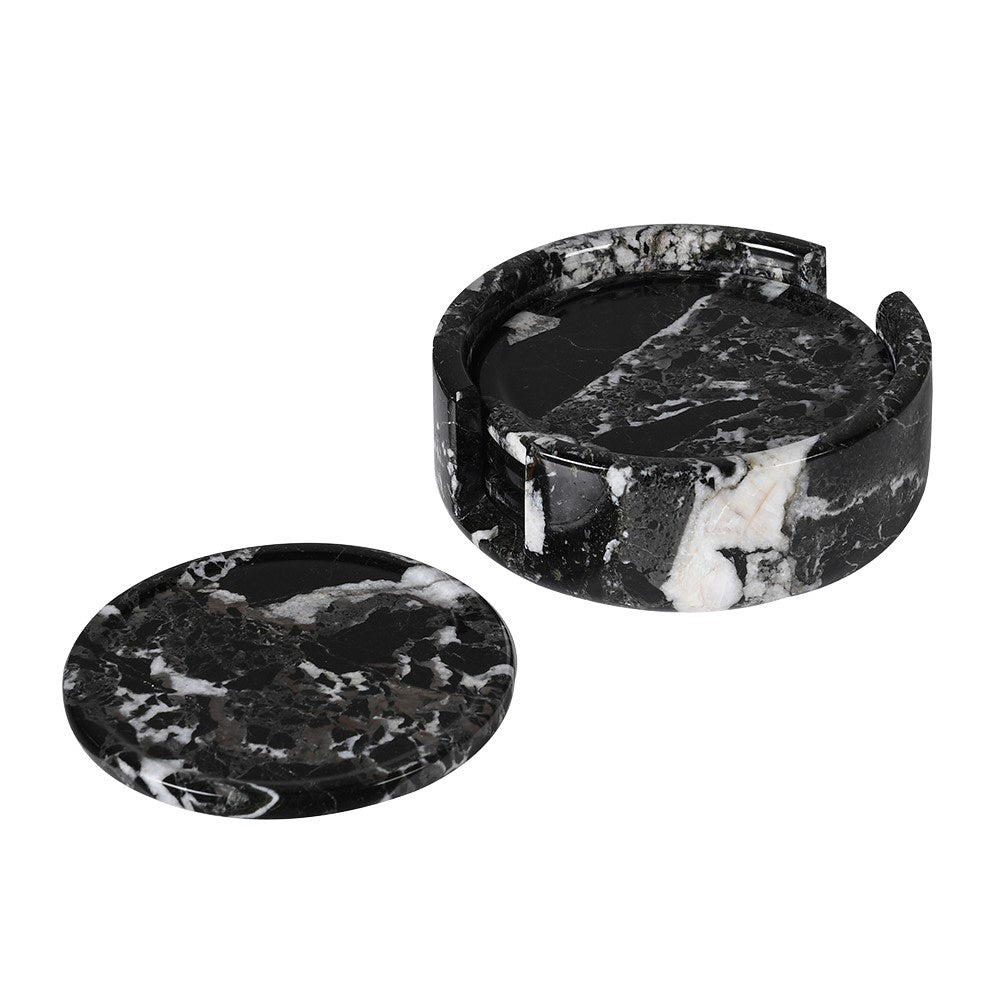 Black & White Marble Coasters – Set of 4