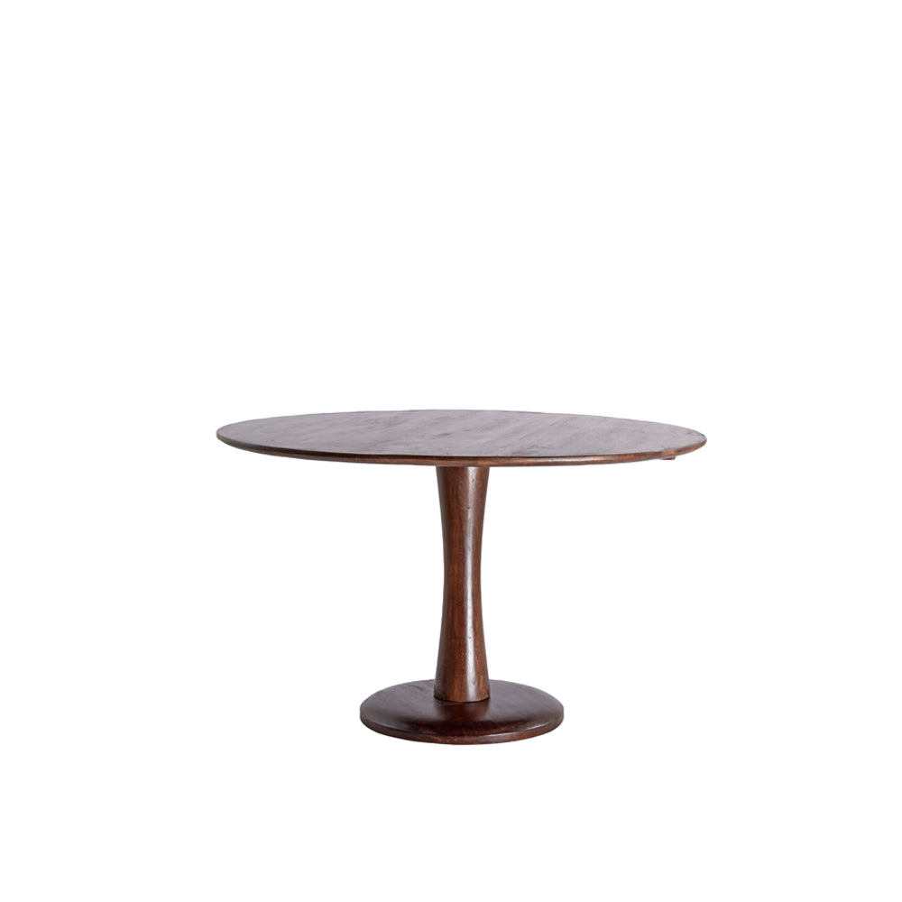 Bodie Round Dining Table in Rich Brown Wood - Small