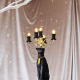 Bold Monkey Proudly Crowned Panther Floor Lamp – Black