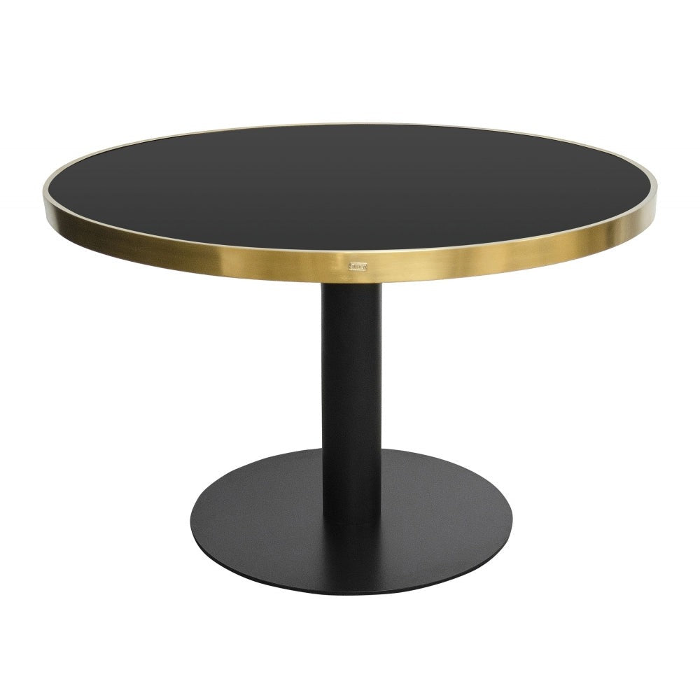 Bonsoir Dining Table with Brushed Gold and Glass Style