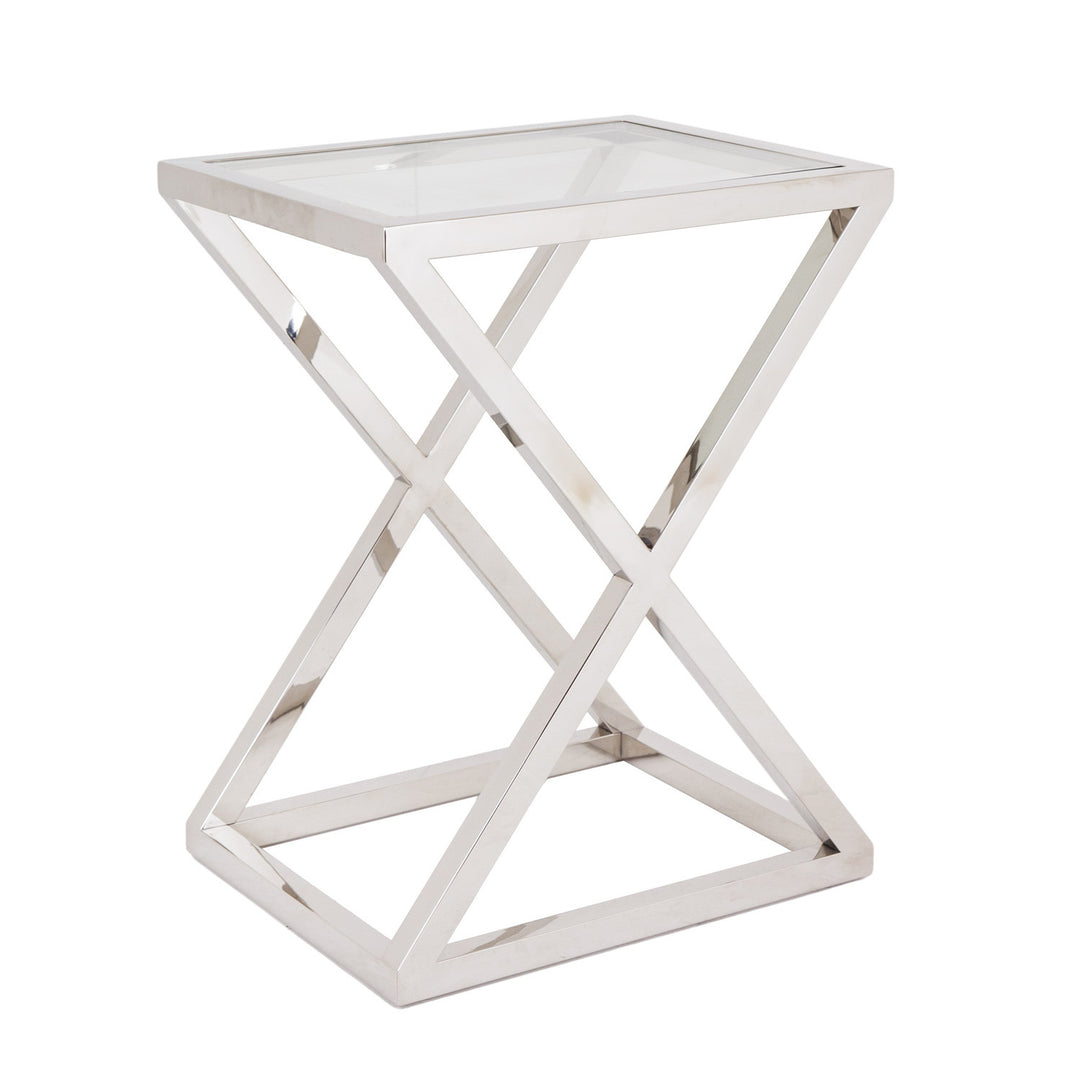 RV Astley Nico Stainless Steel & Glass Side Table
