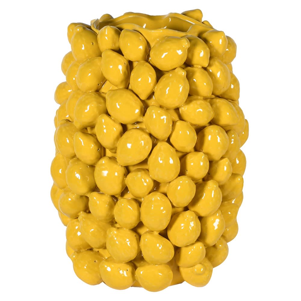 Citron Vase of Glazed Yellow Ceramic