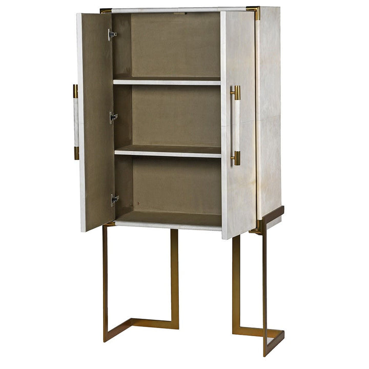 Cordelia Drinks Cabinet with White Leather
