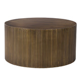 Coretta Ribbed Coffee Table in Antique Brass