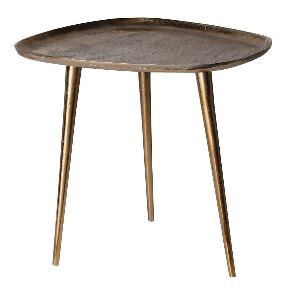 Delfinna Side Table with Brass and Tripod Legs