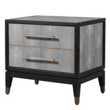Dellora Bedside Table in Oak and Faux Shagreen